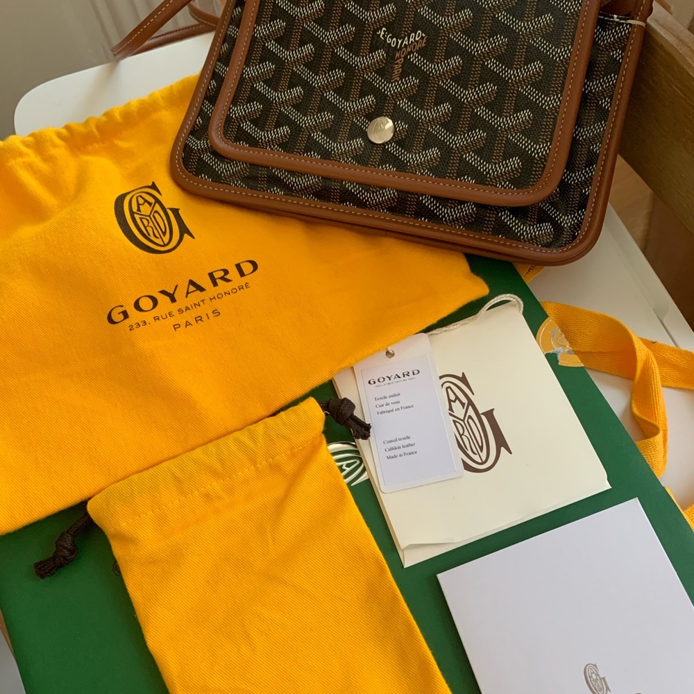 goyard plumet wallet clutch goyardine black in coated canvas with silver-tone